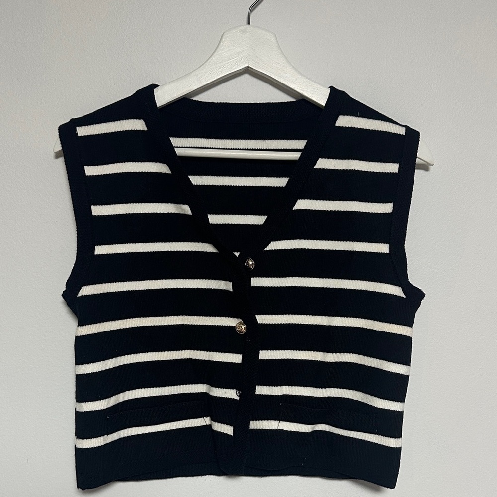 Striped Black and White Women's Top